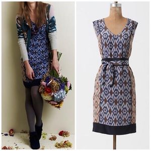 Anthropology 100% Silk ikat shift dress Size 4